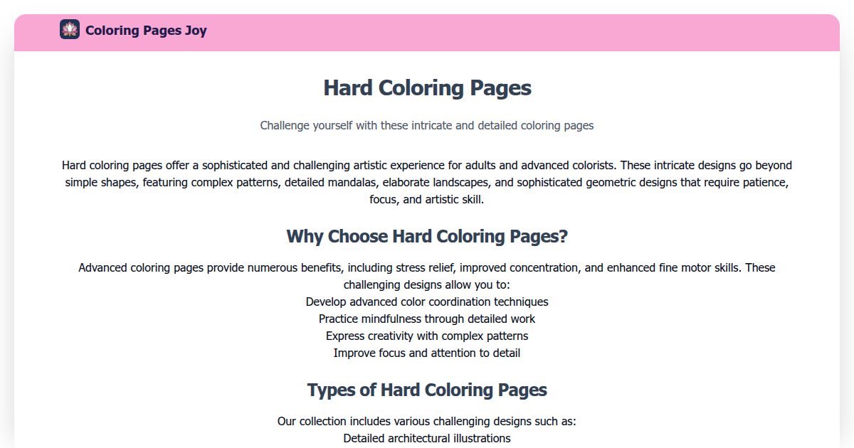 Hard Coloring Pages | Advanced Coloring Pages for Adults