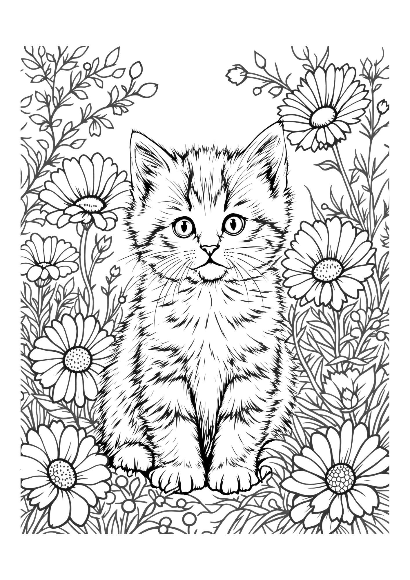 Kitten Coloring Page 13