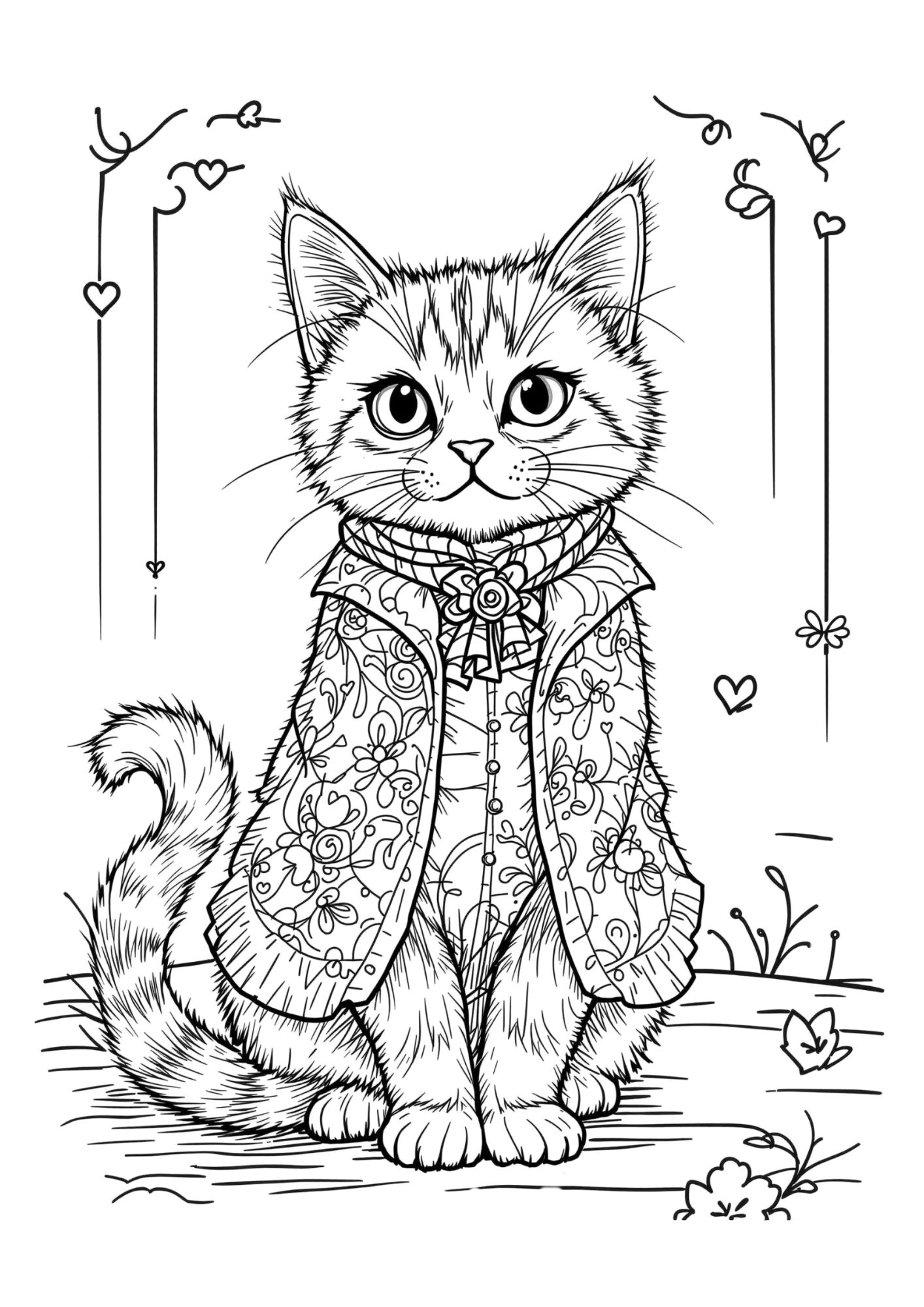 Kitten Coloring Page 7